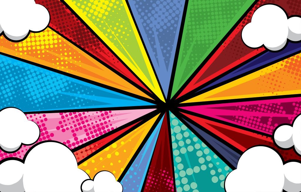pop art rainbow background concept free vector
