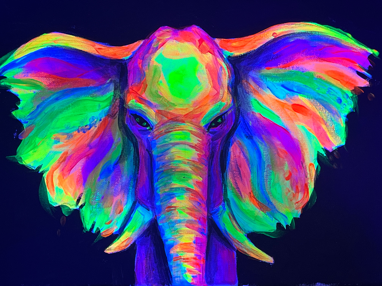 Wine Gogh Neón "Wine and Art" Elephant Rainbow
